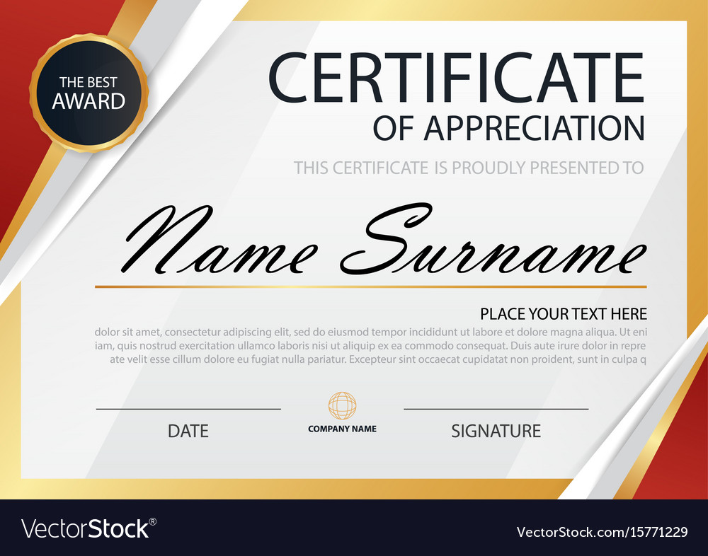 Red elegance horizontal certificate template Vector Image