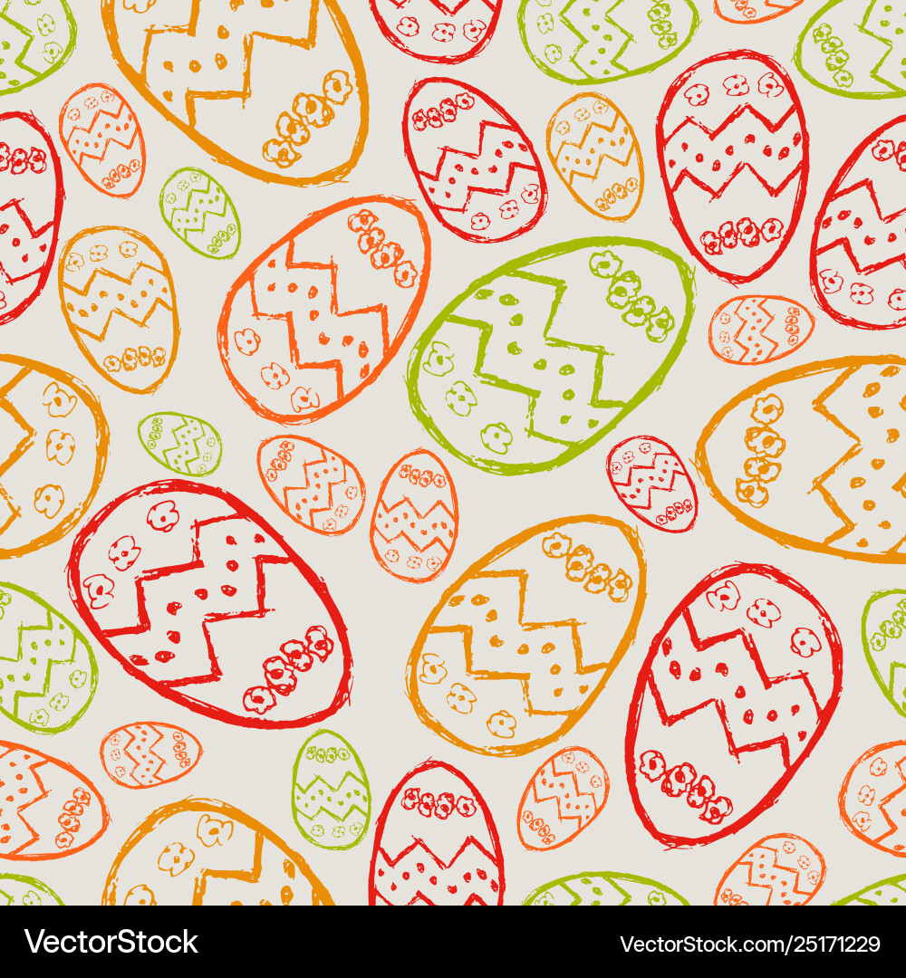 Seamless pattern with hand drawn easter eggs Vector Image