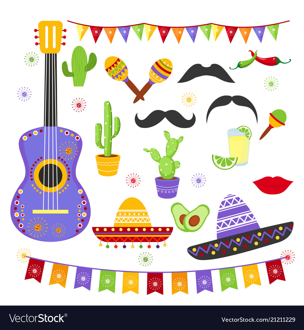 Set carnaval fiesta Royalty Free Vector Image - VectorStock