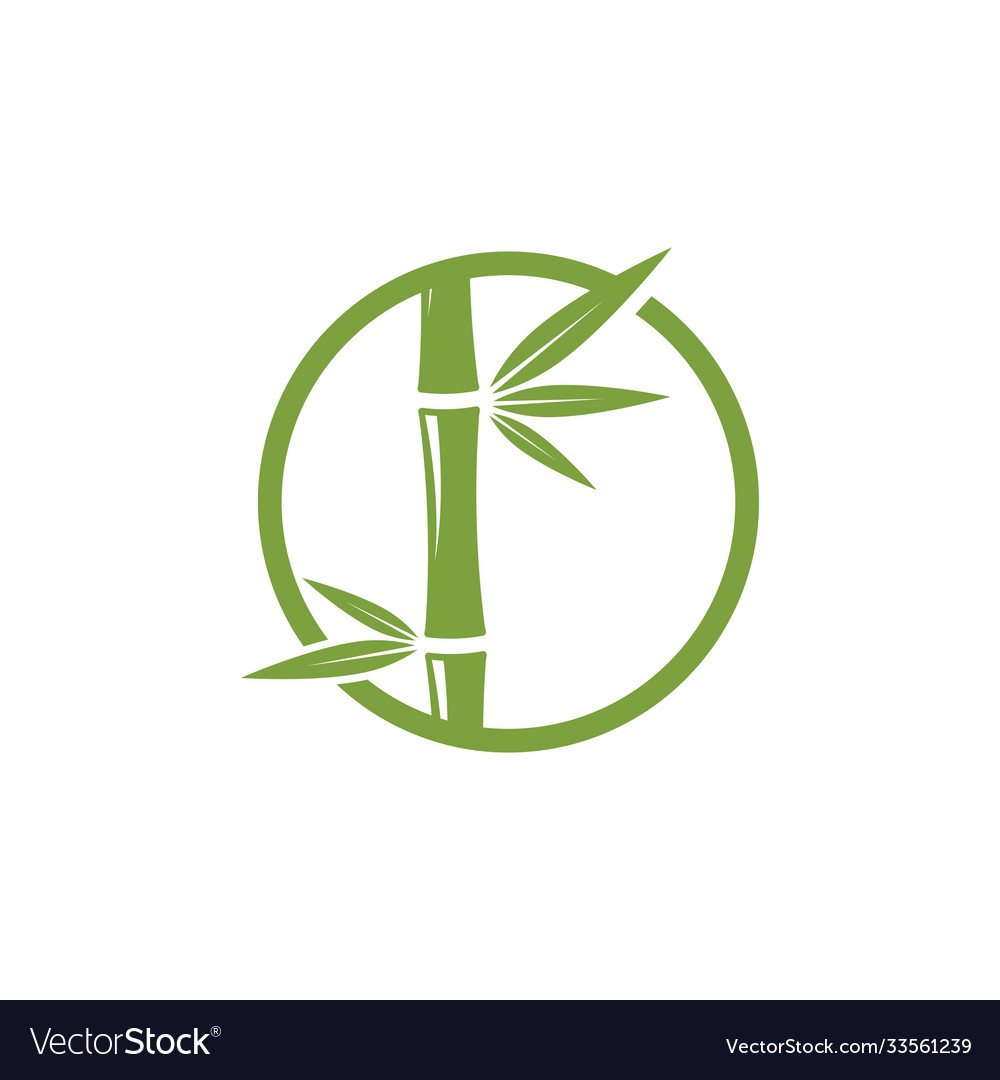 Bamboo logo with green leaf icon template Vector Image