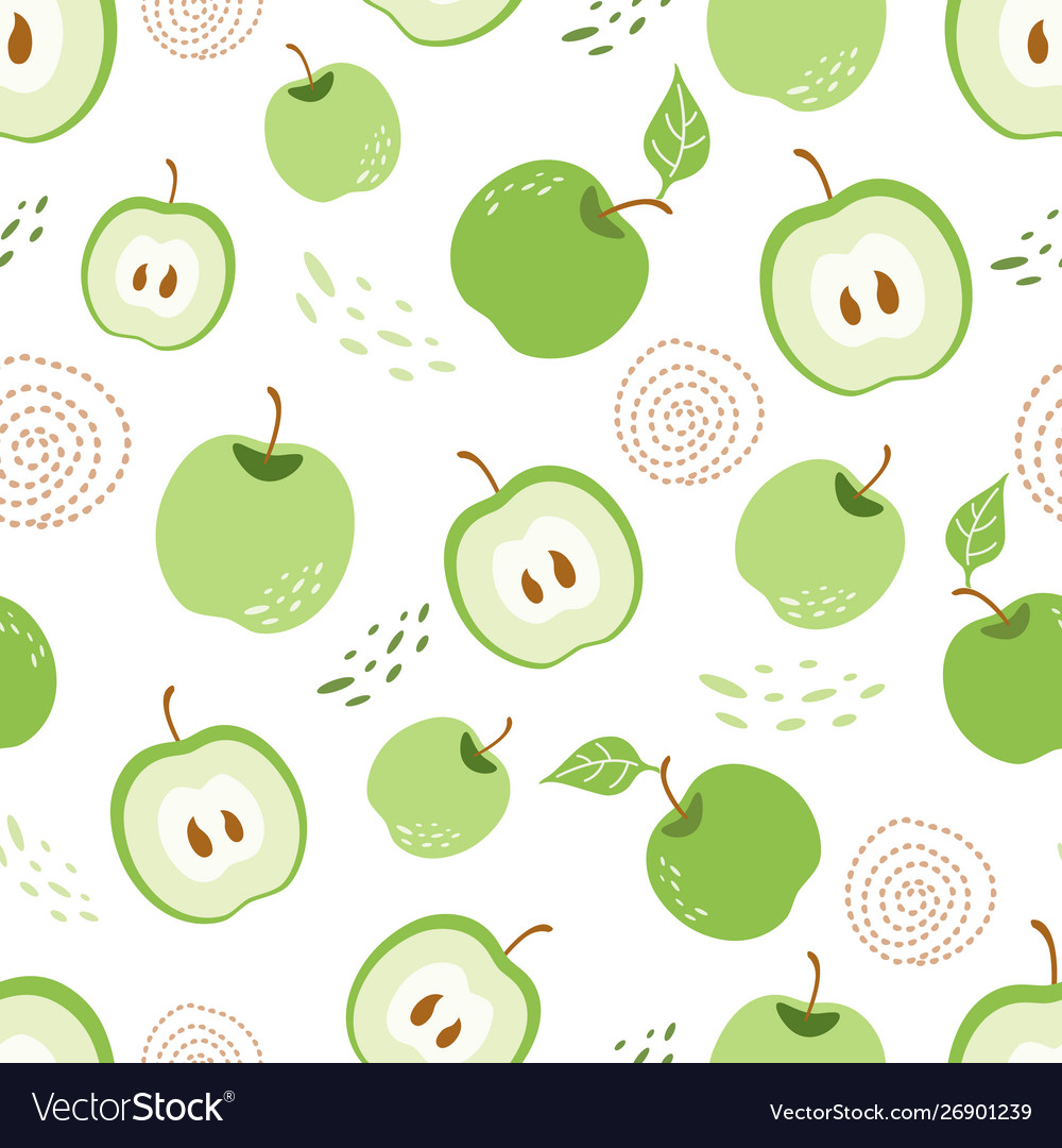 Green apple seamless pattern green piece apple Vector Image