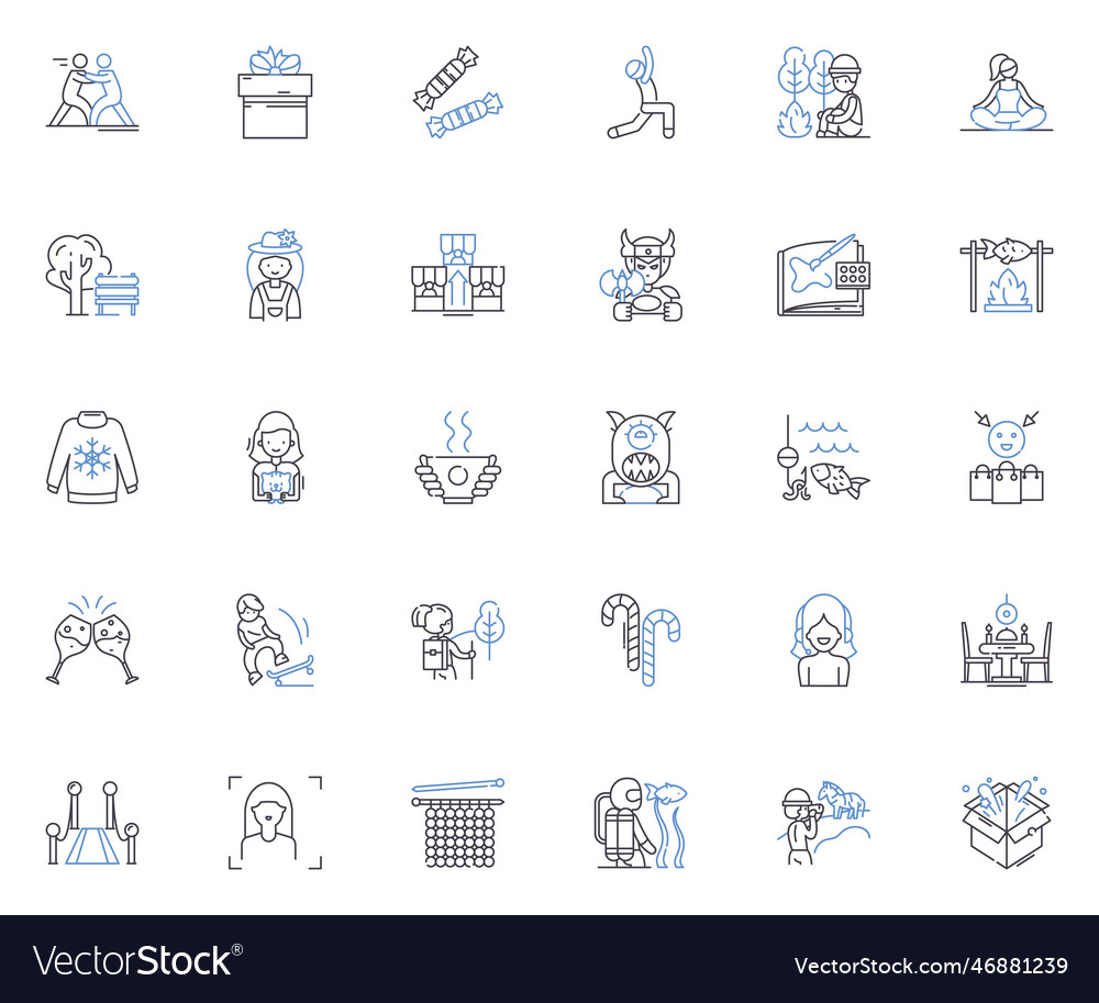 Hand-made line icons collection crafted unique Vector Image