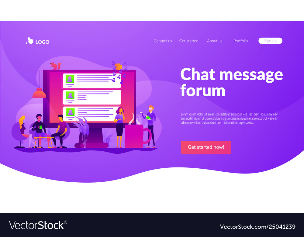 Internet forum landing page template Royalty Free Vector