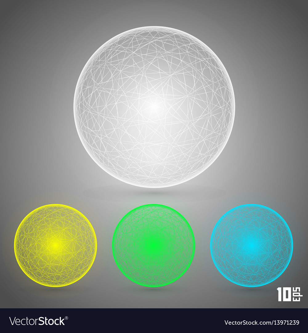 Polygonal sphere set color Royalty Free Vector Image