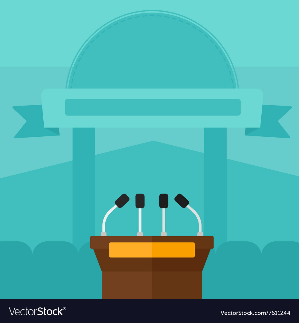 Background of tribune speech with microphones Vector Image