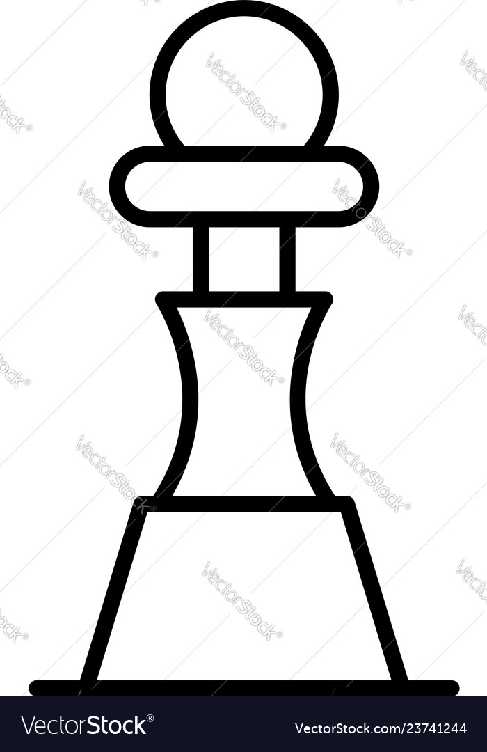 Чертеж пешки шахматной для токарного станка Chess pawn piece icon outline style Royalty Free Vector