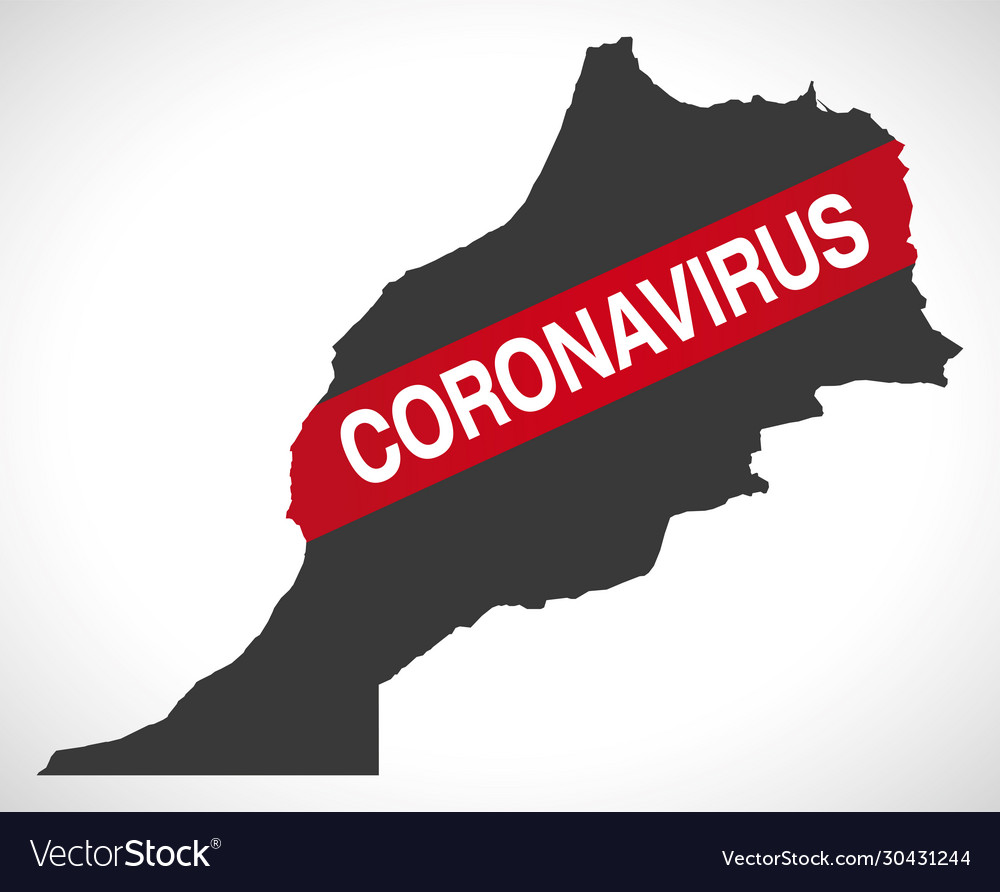 Morocco map with coronavirus warning Royalty Free Vector