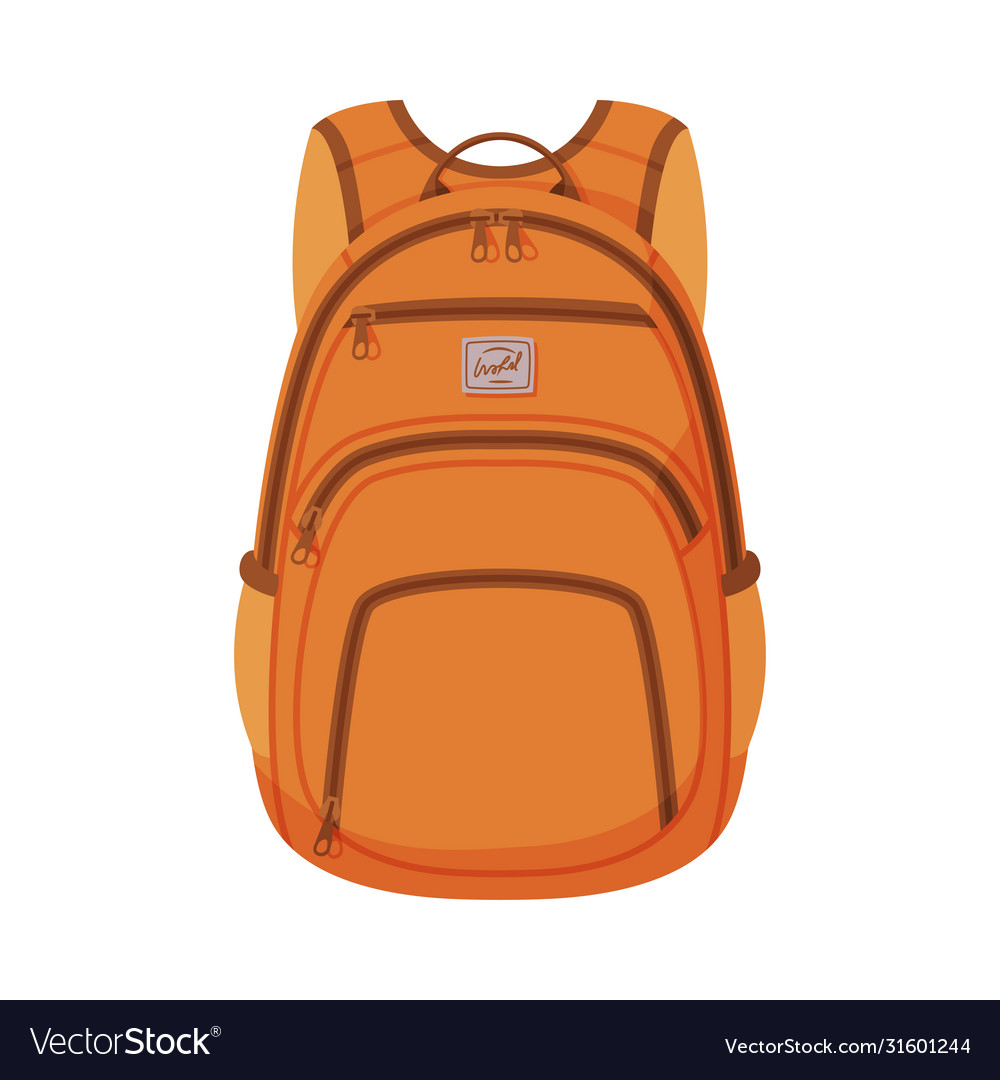 Orange backpack front view schoolbag or Royalty Free Vector