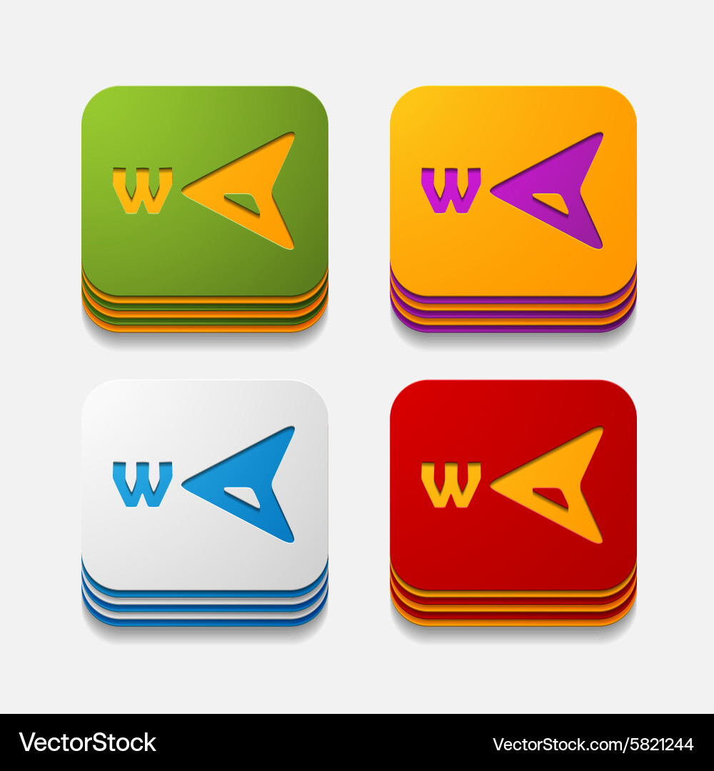 Compass Uibutton Square button compass Royalty Free Vector Image