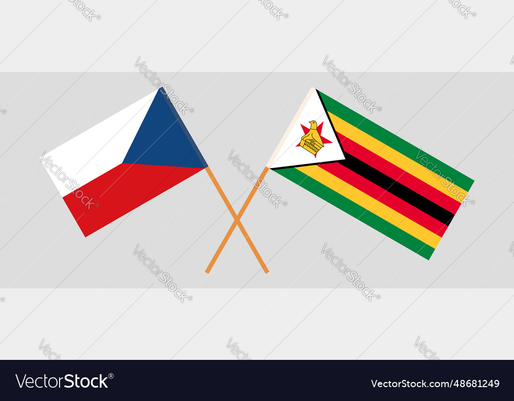 Crossed flags of czech republic Royalty Free Vector Image