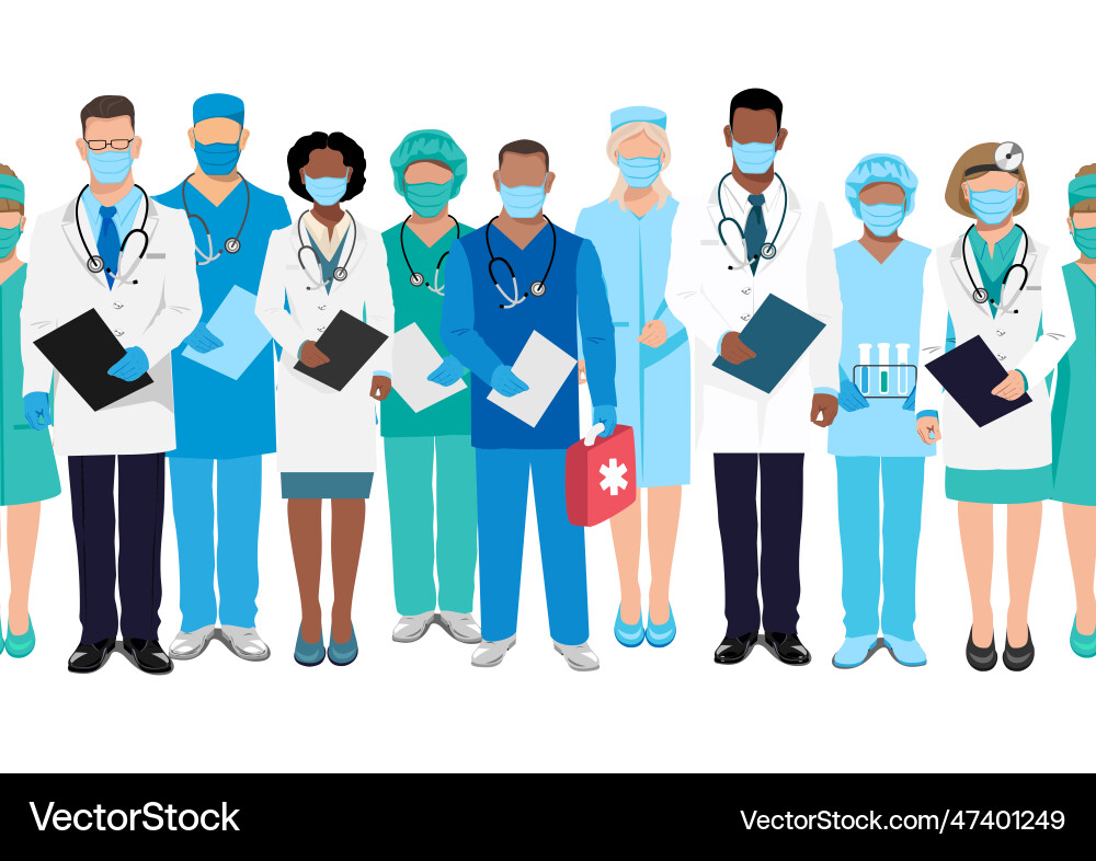 Doctors and nurses seamless pattern Royalty Free Vector
