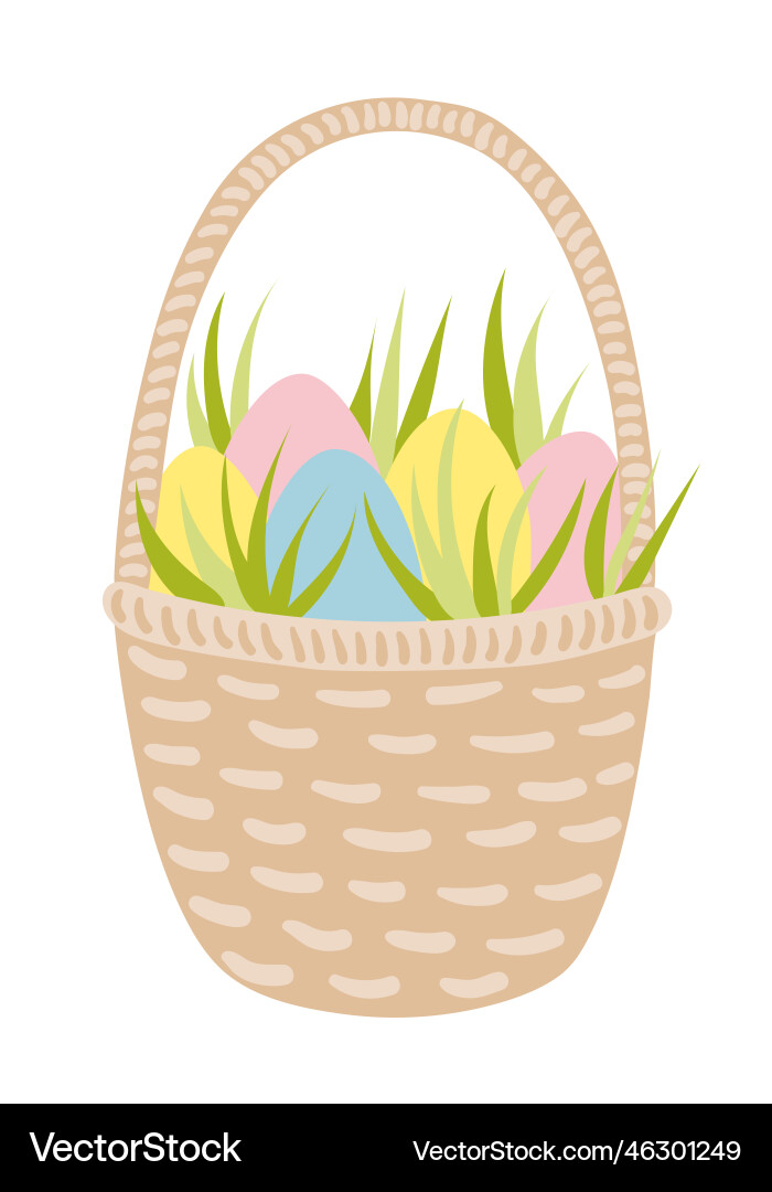 Easter basket with eggs Royalty Free Vector Image