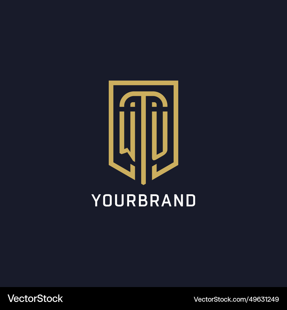 Initial wu shield logo luxury style creative Vector Image