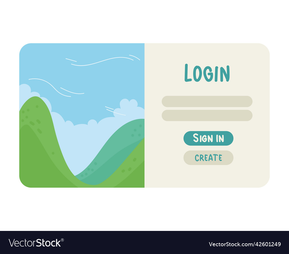 Landscape access login template Royalty Free Vector Image