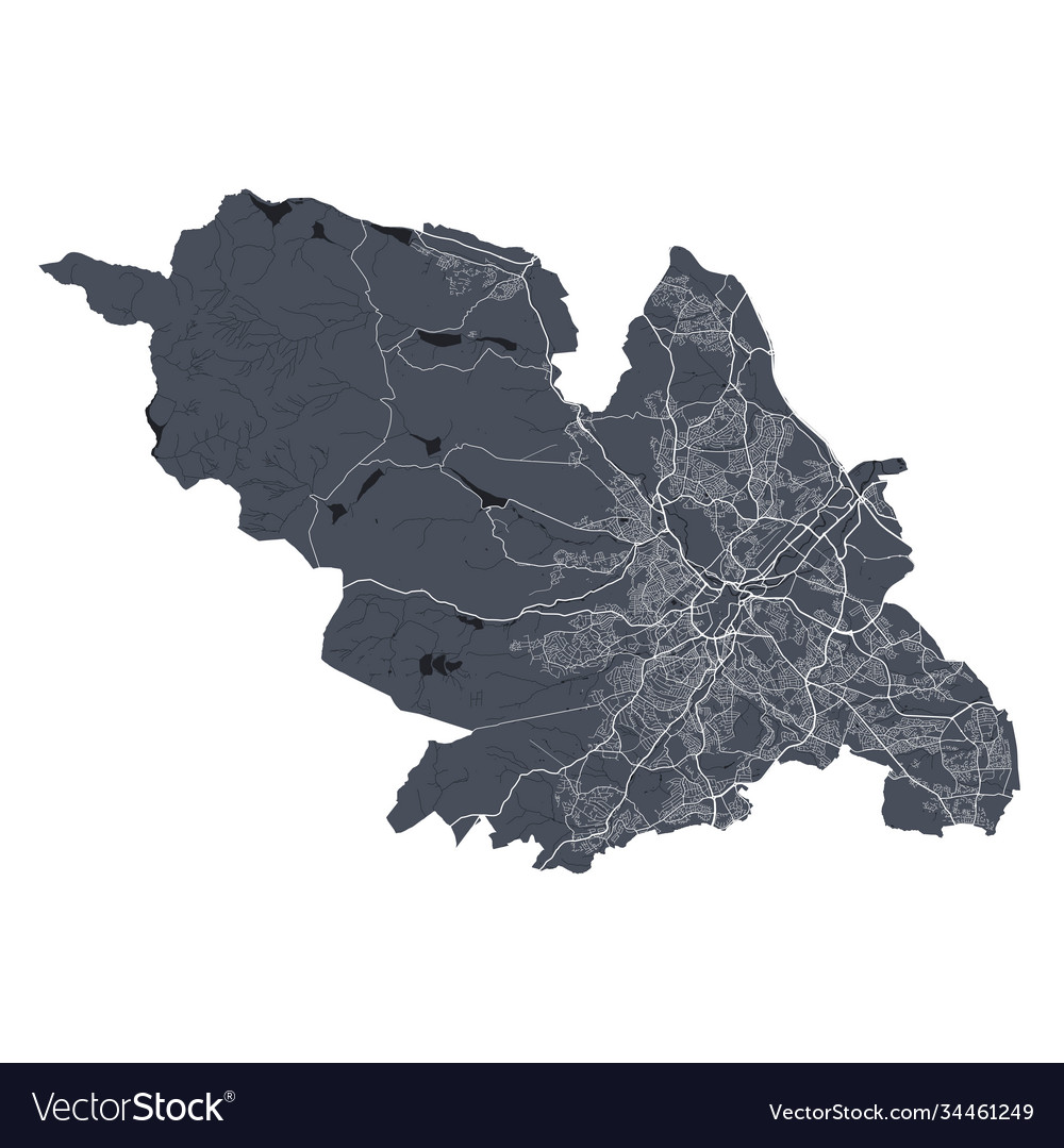 Sheffield map detailed map city Royalty Free Vector Image