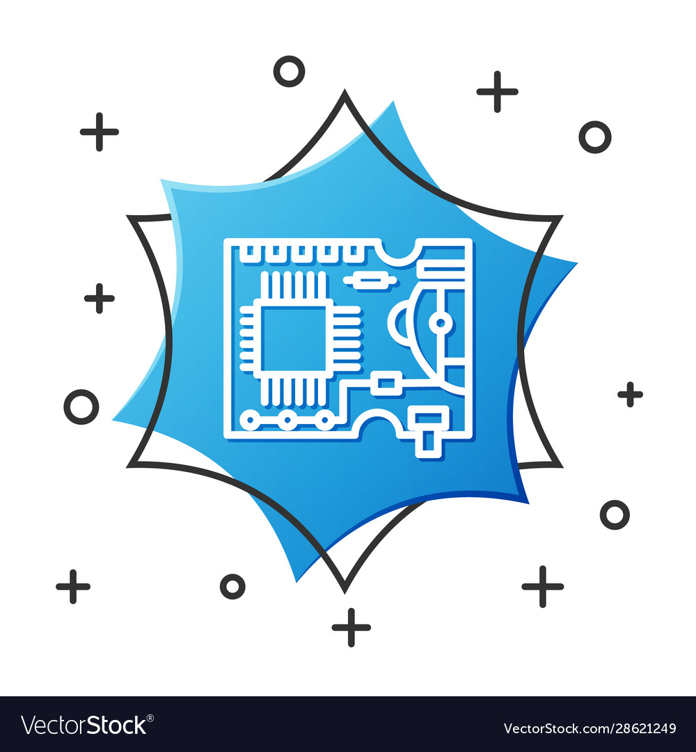 White line printed circuit board pcb icon isolated