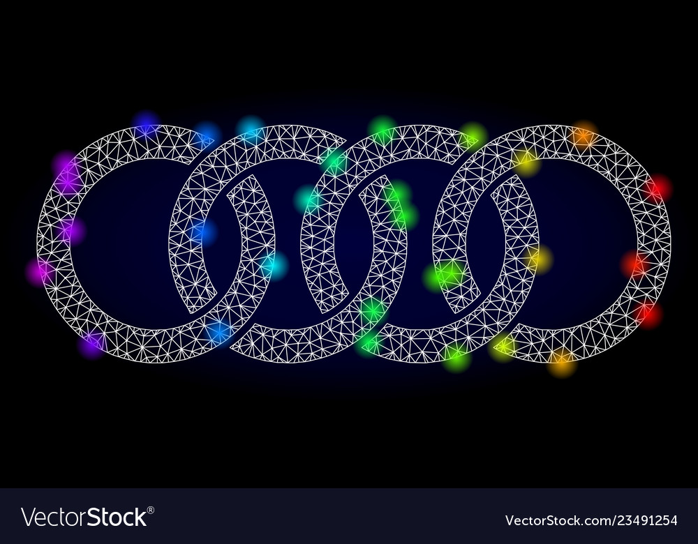 Network mesh circle chain with rainbow Royalty Free Vector