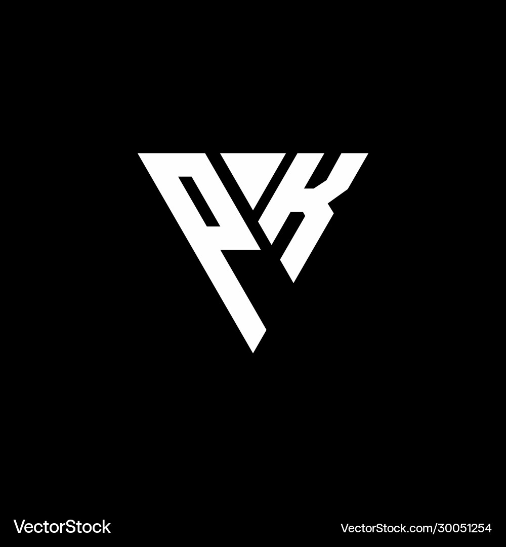 Pk logo letter monogram with triangle shape Vector Image