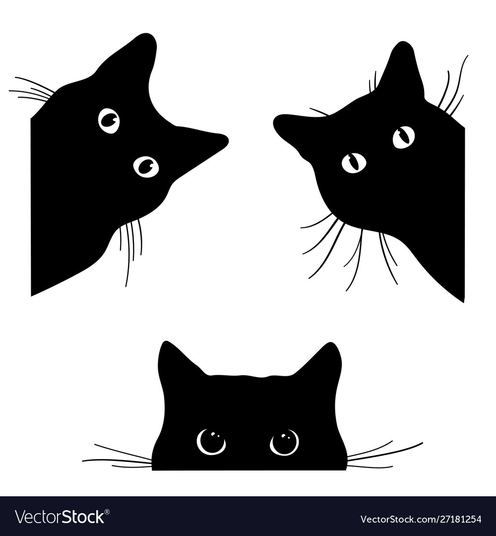 Silhouette of two cats Royalty Free Vector Image