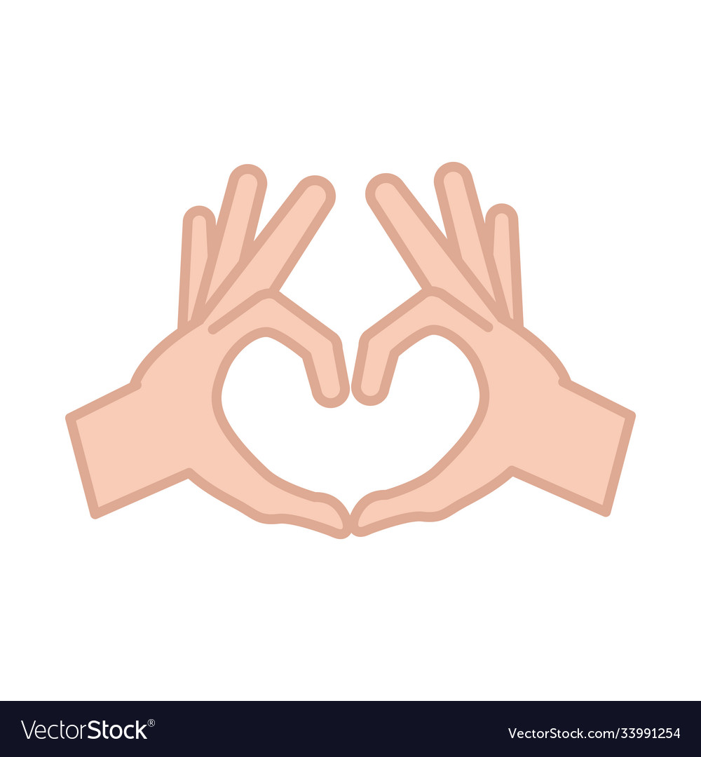 Sign Language Hands Gesture Heart Love Line Vector Image 3428