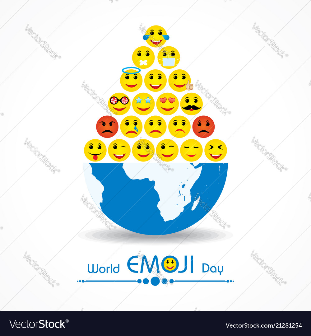 World emoji day greeting card design Royalty Free Vector