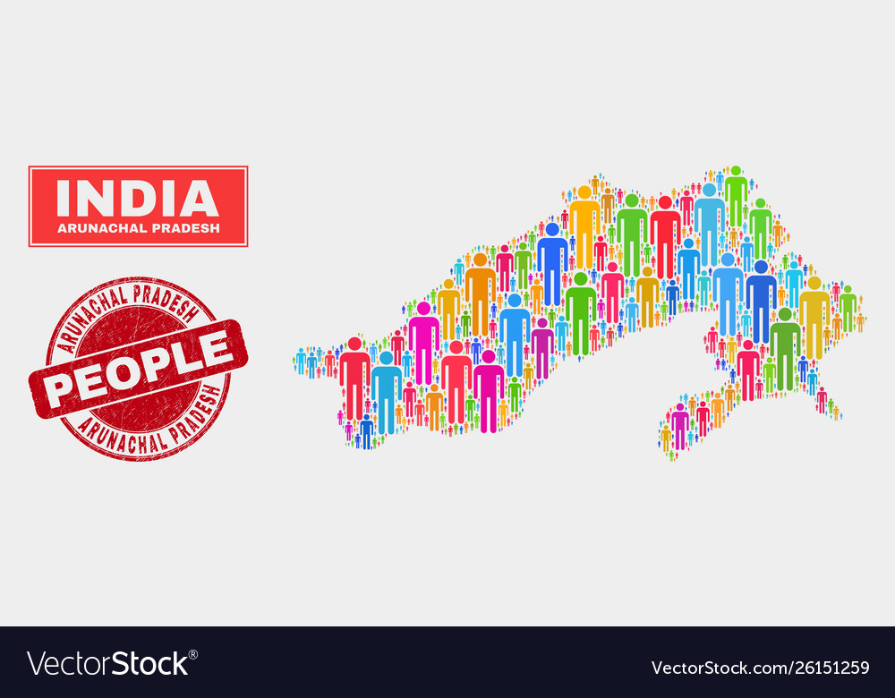 Arunachal pradesh state map population Royalty Free Vector