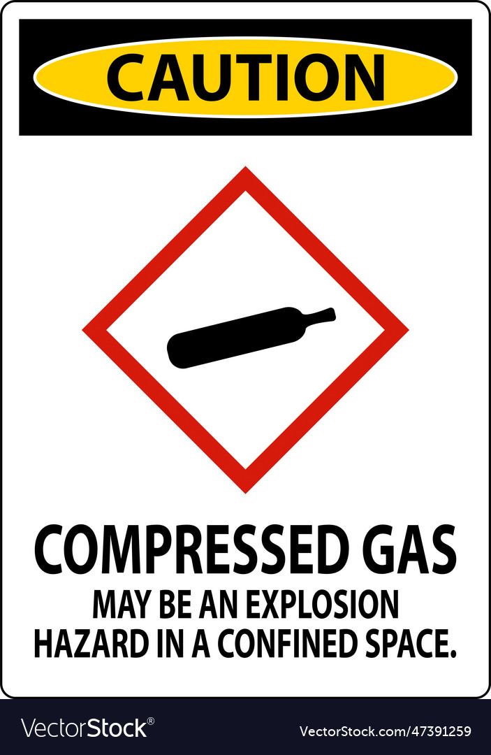 Caution compressed gas ghs sign on white Vector Image