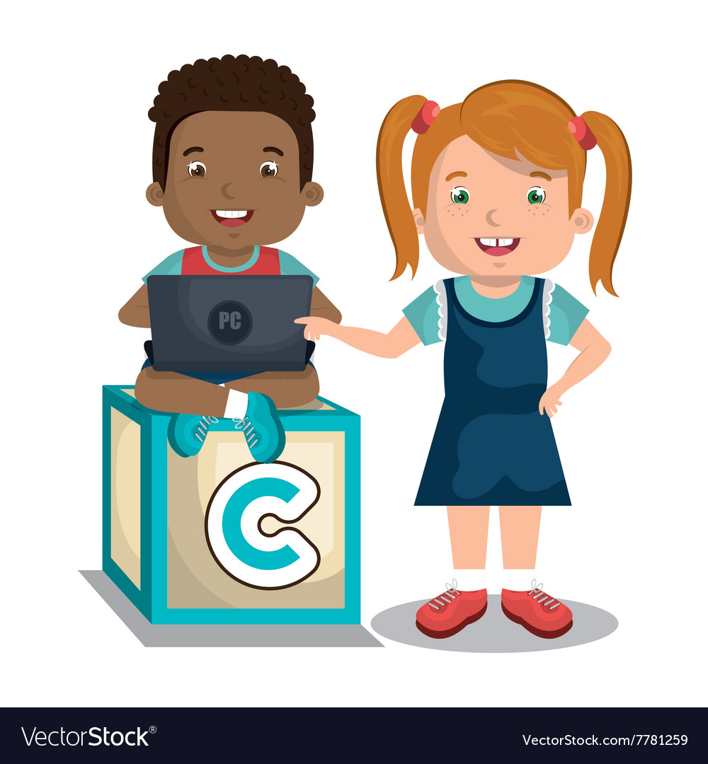 Children using computer design Royalty Free Vector Image