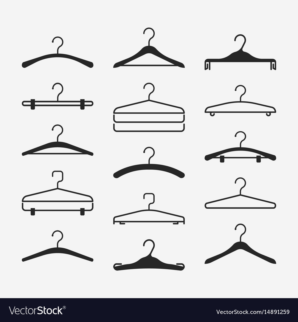 Collection of different black hanger icons Vector Image