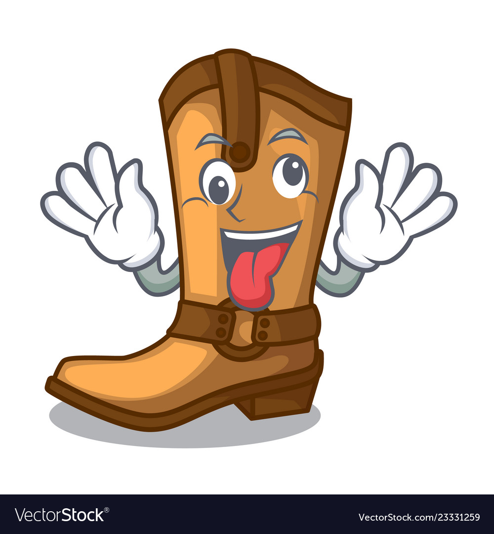 Crazy leather cowboy boots shape cartoon funny Vector Image