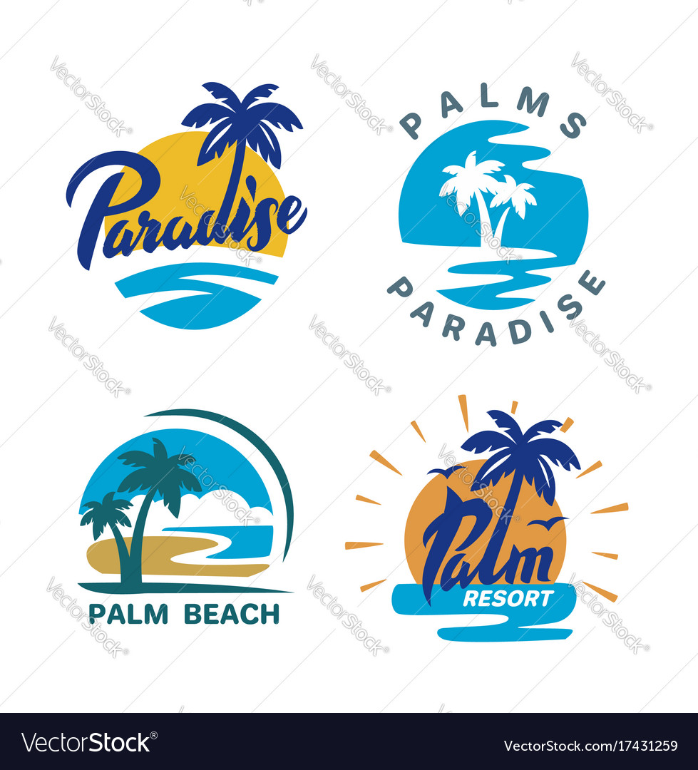 Palm trees round emblems