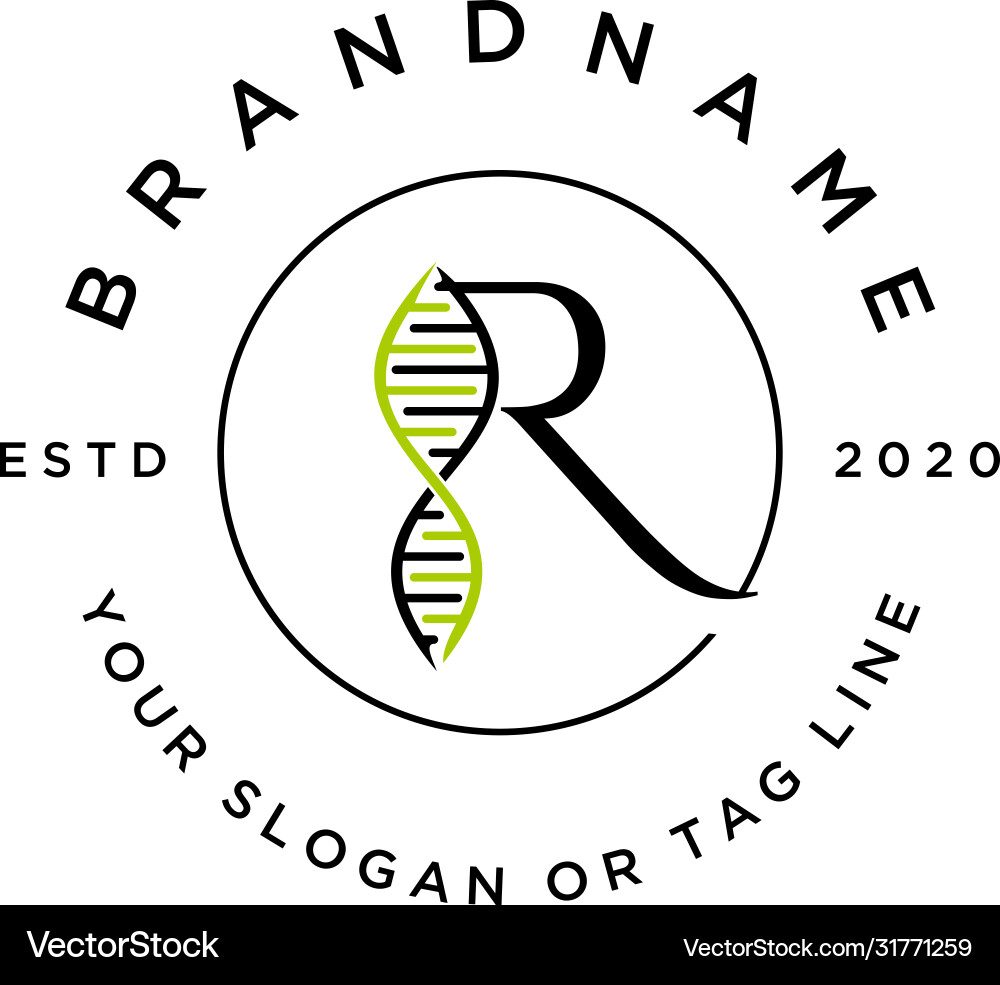 Set Letter R Dna Logo Design Royalty Free Vector Image