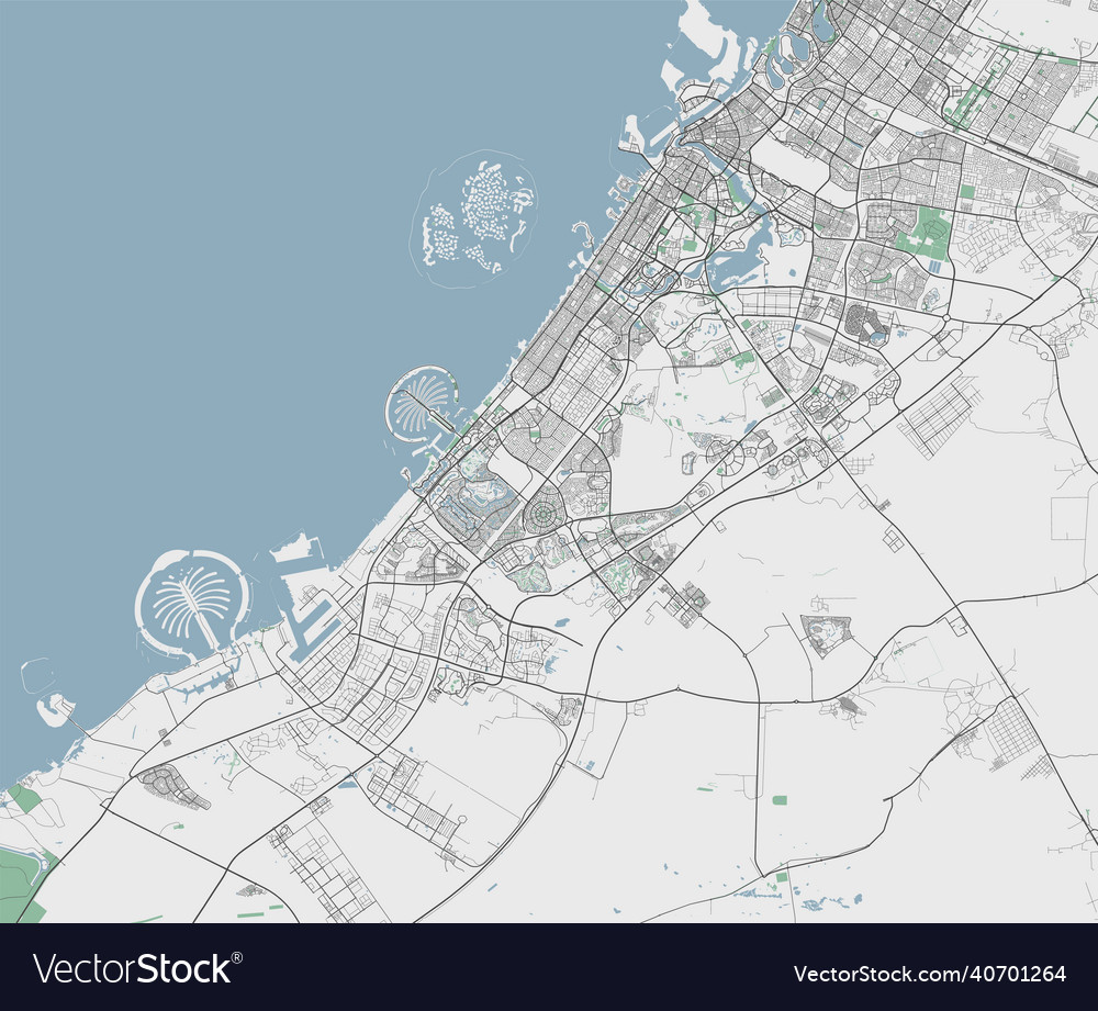 Dubai map detailed map of city Royalty Free Vector Image