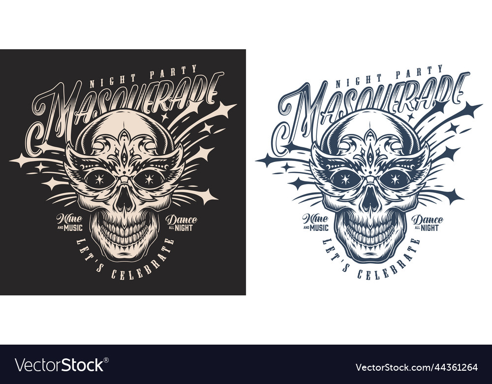 Night masquerade poster vintage monochrome Vector Image