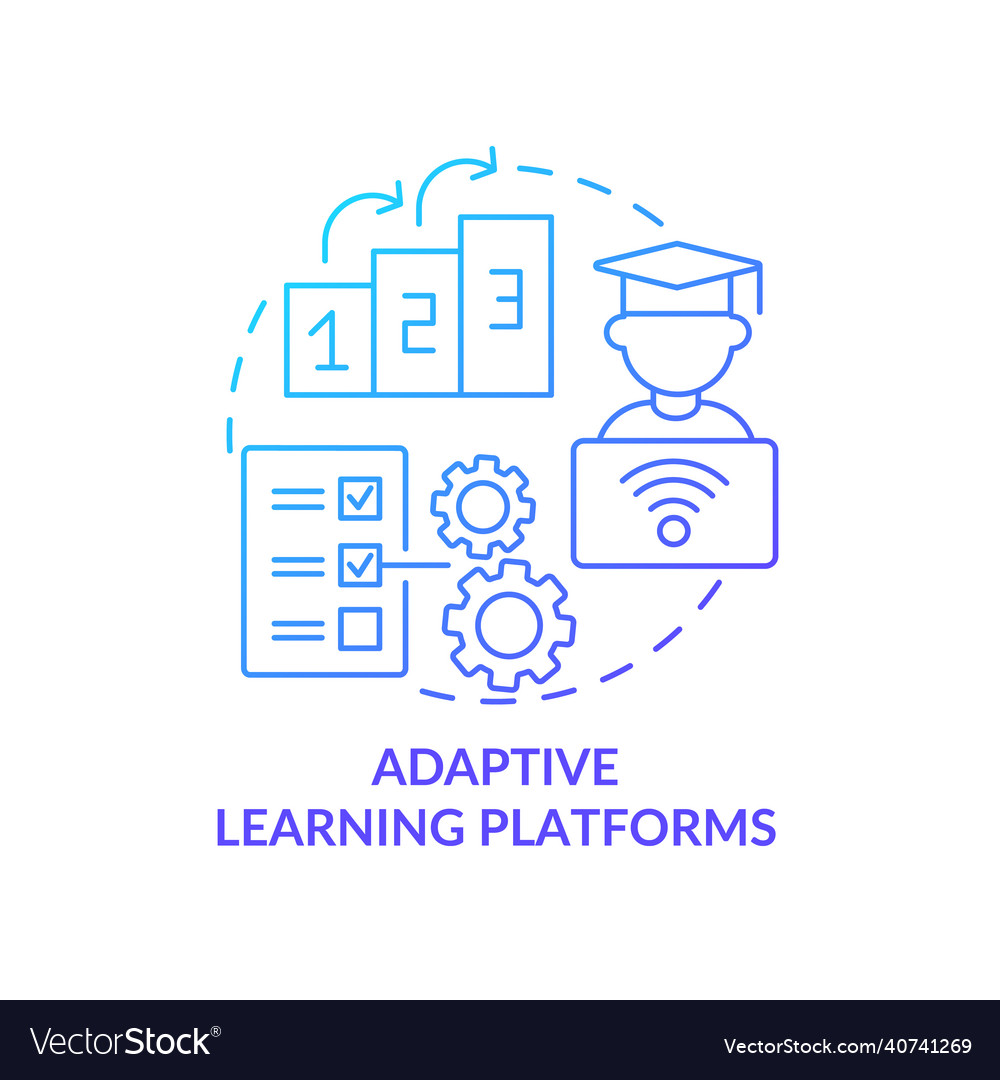 Adaptive learning platforms blue gradient concept Vector Image