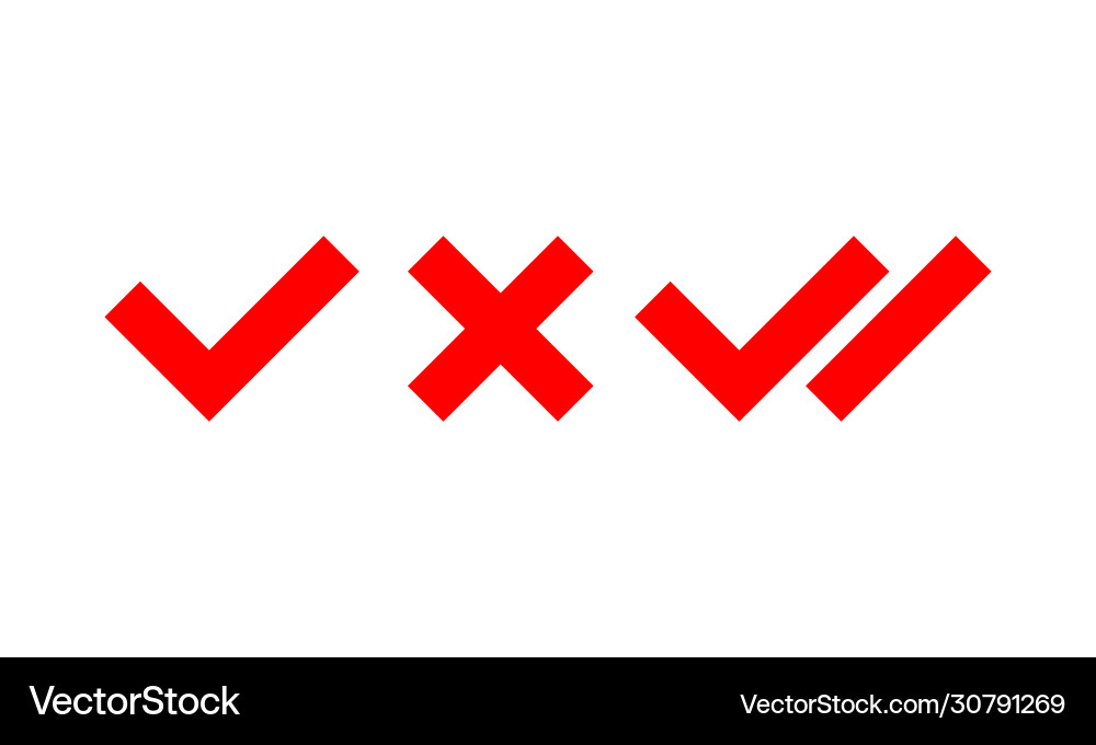 Checkmark double right symbol icon set wrong Vector Image