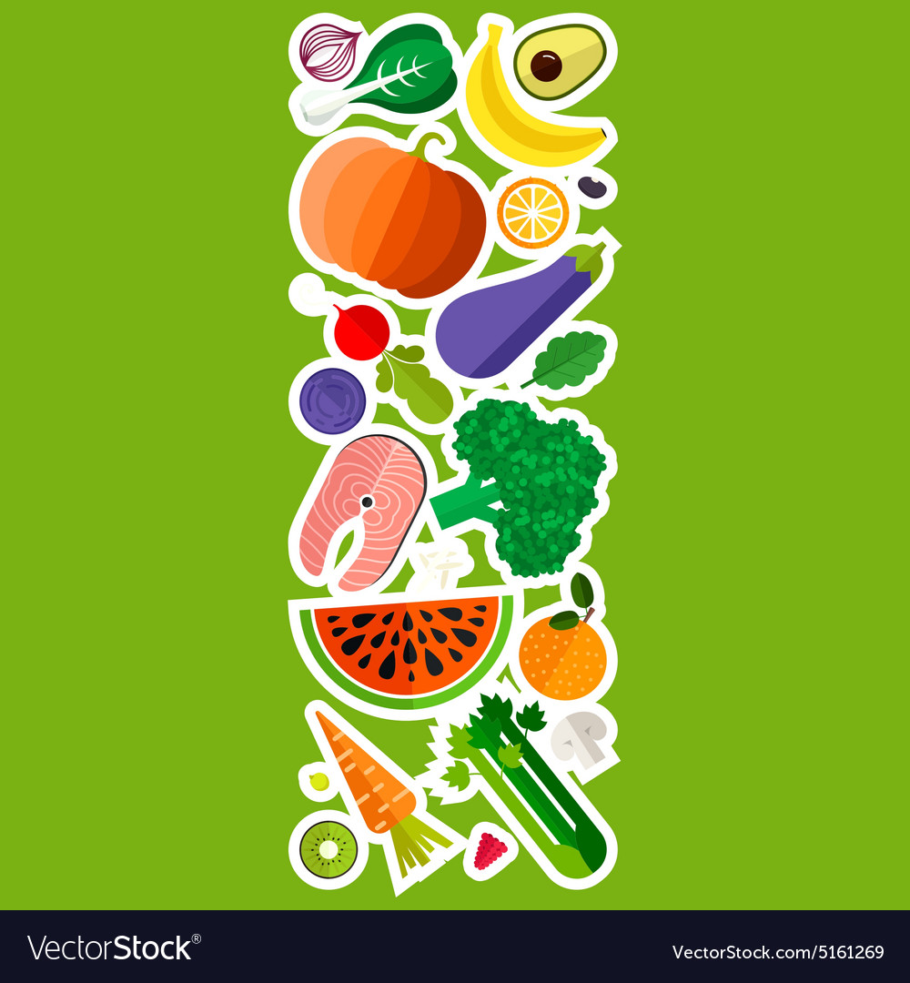 Fresh vegetables and fruits Royalty Free Vector Image