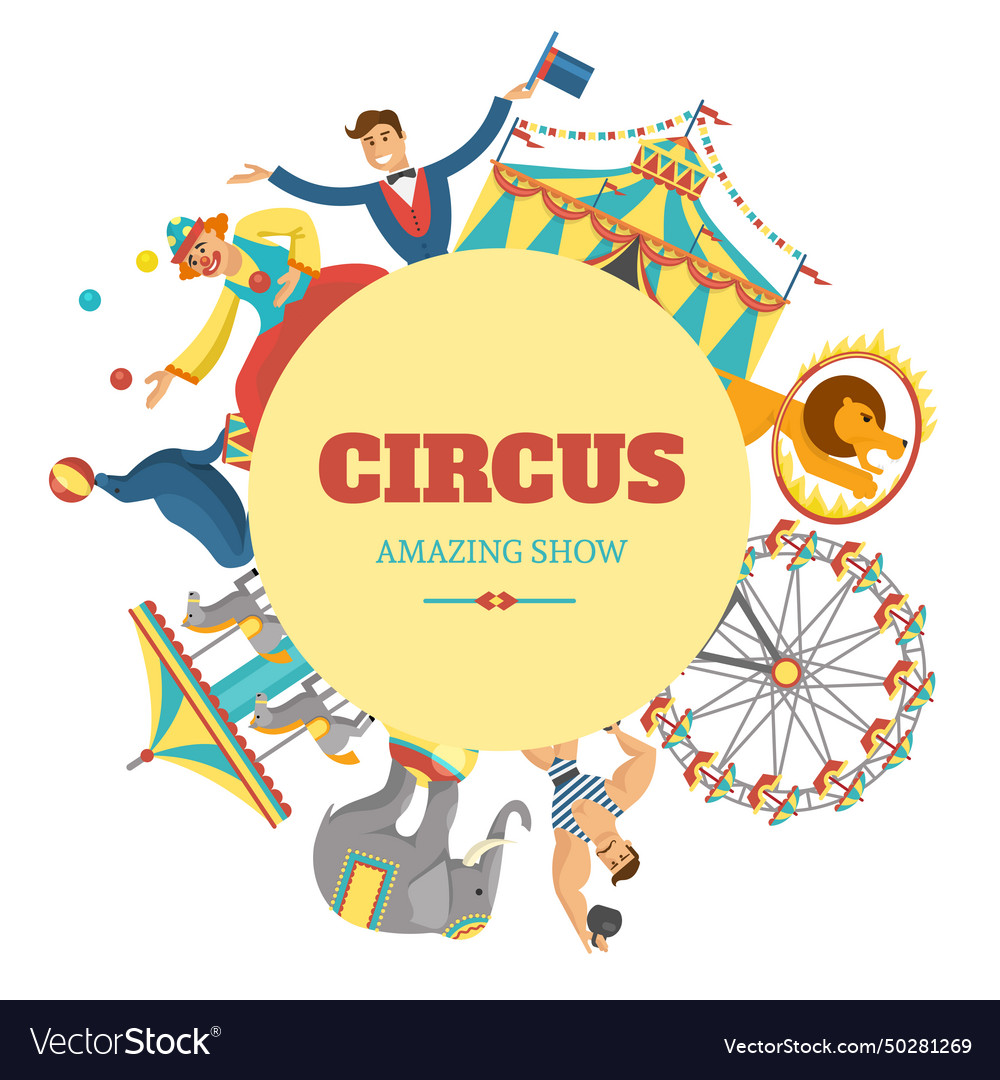 Round circus composition Royalty Free Vector Image