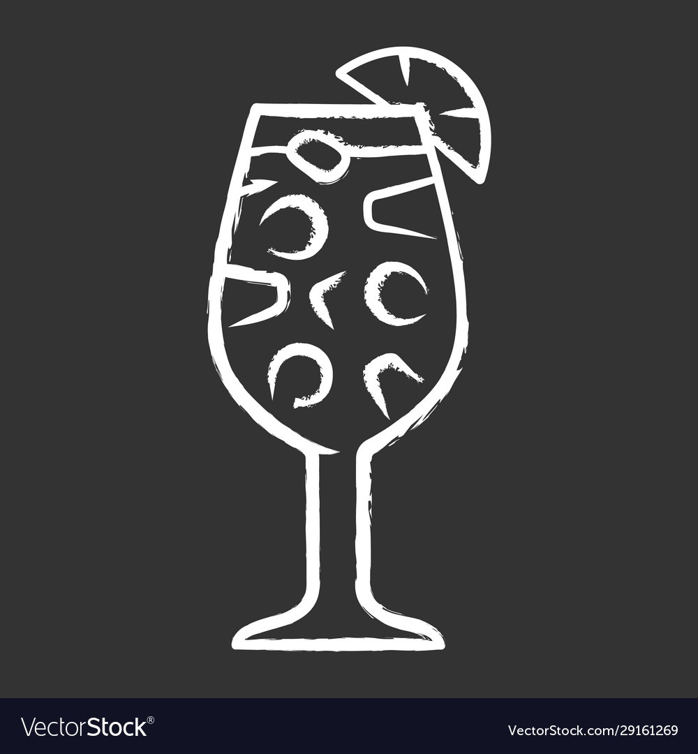 Sangria chalk icon footed glass with drink pieces vector image Sangria chalk icon footed glass with drink pieces