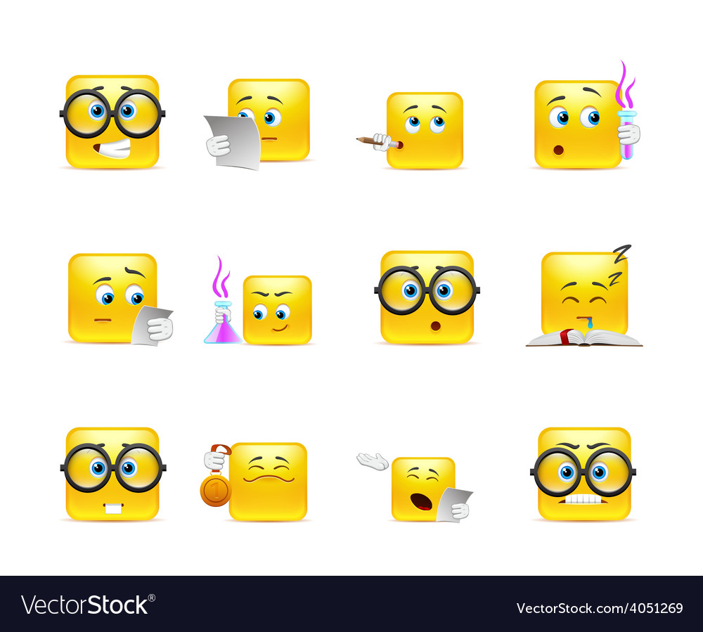 Set of emoticons for students Royalty Free Vector Image