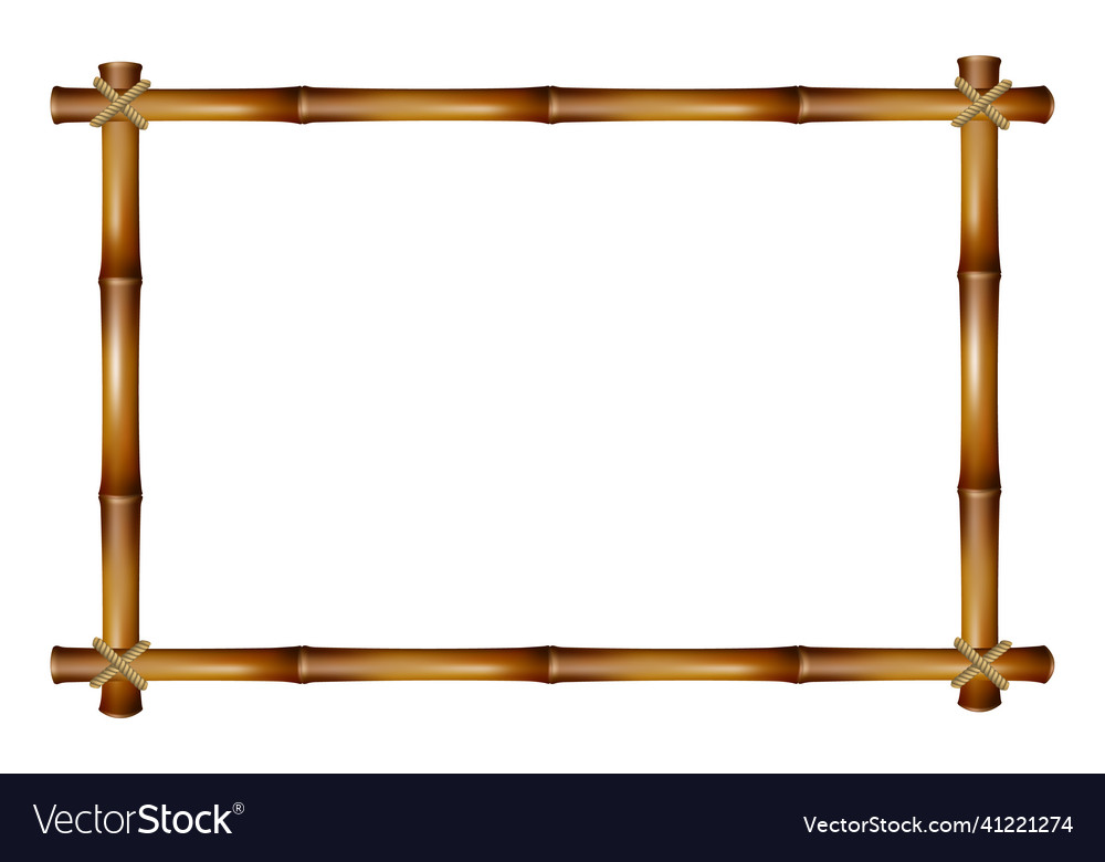 Bamboo stick frame rectangle brown wooden border Vector Image