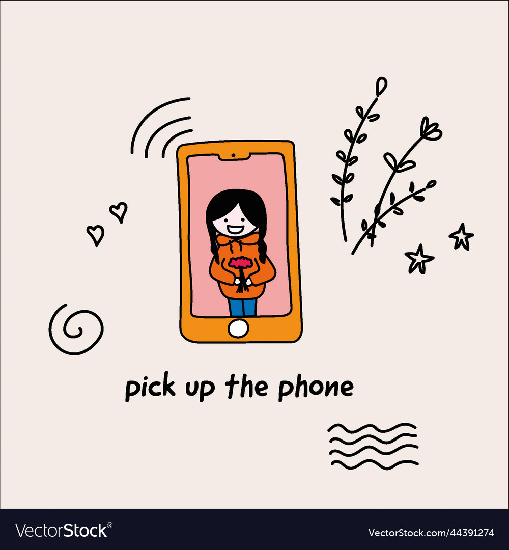 Cute funny card pick up the phone Royalty Free Vector Image