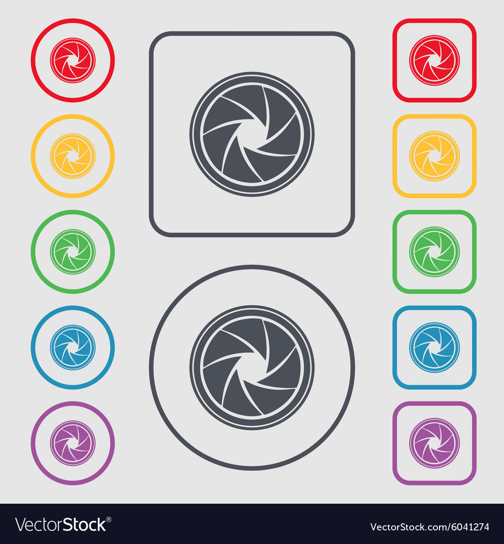 Diaphragm icon aperture sign symbols on the round Vector Image