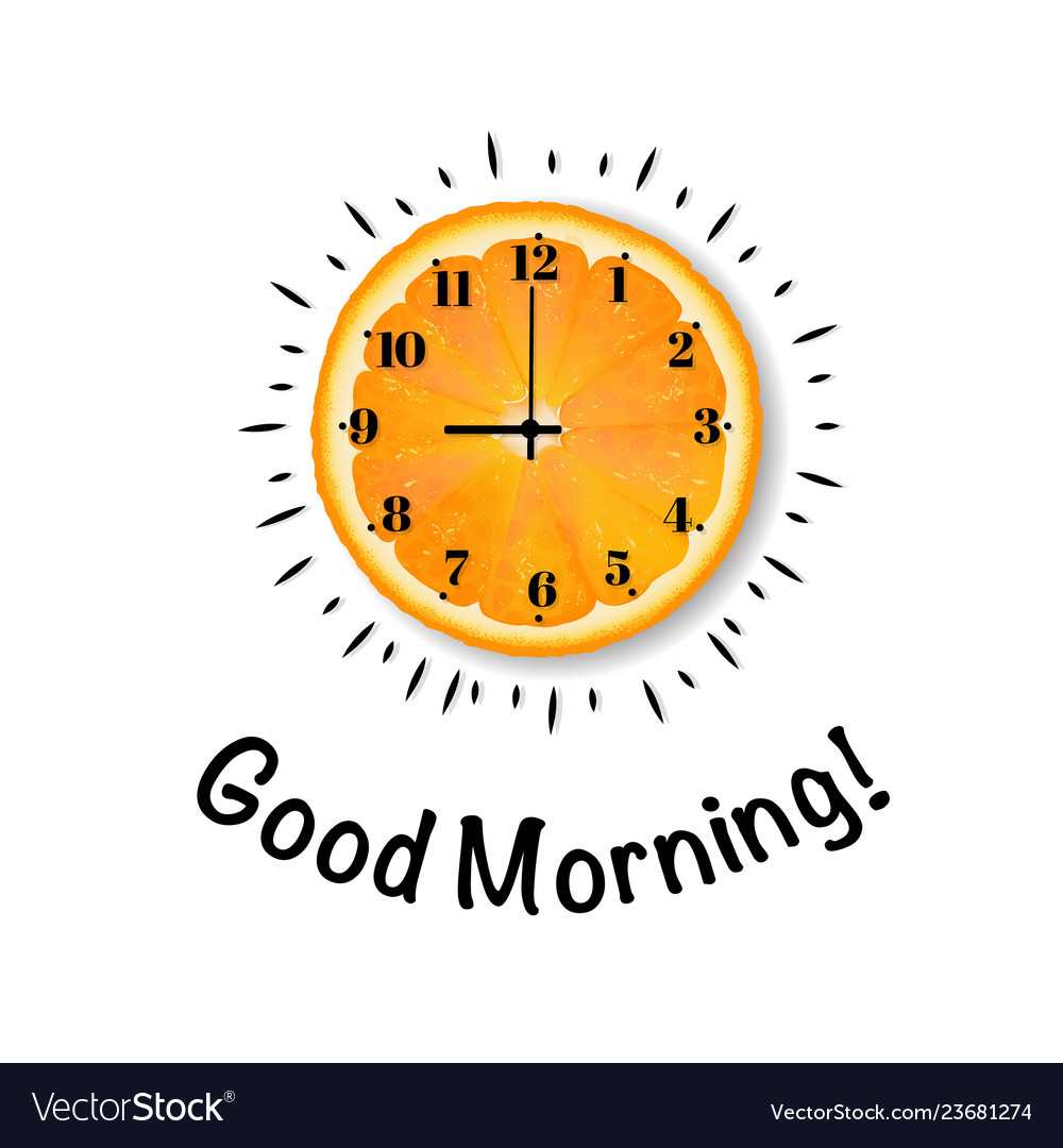 Good morning banner with orange Royalty Free Vector Image Good morning banner with orange Royalty Free Vector Image