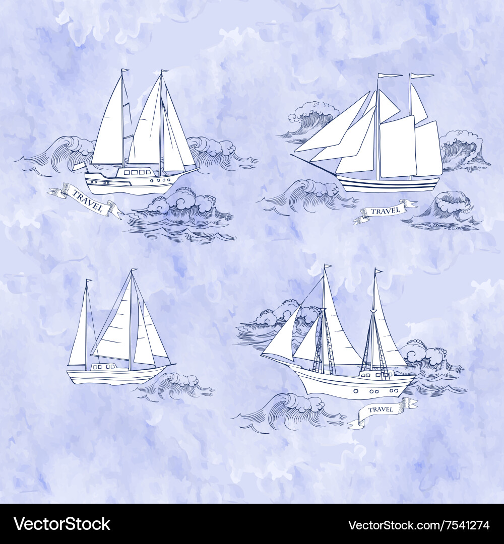 Sea travel elements set Royalty Free Vector Image