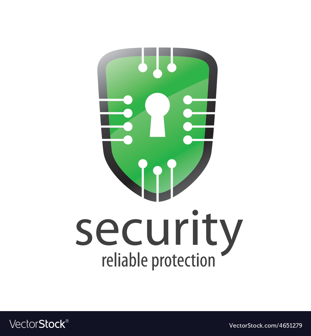 Logo shield with chips and lock Royalty Free Vector Image