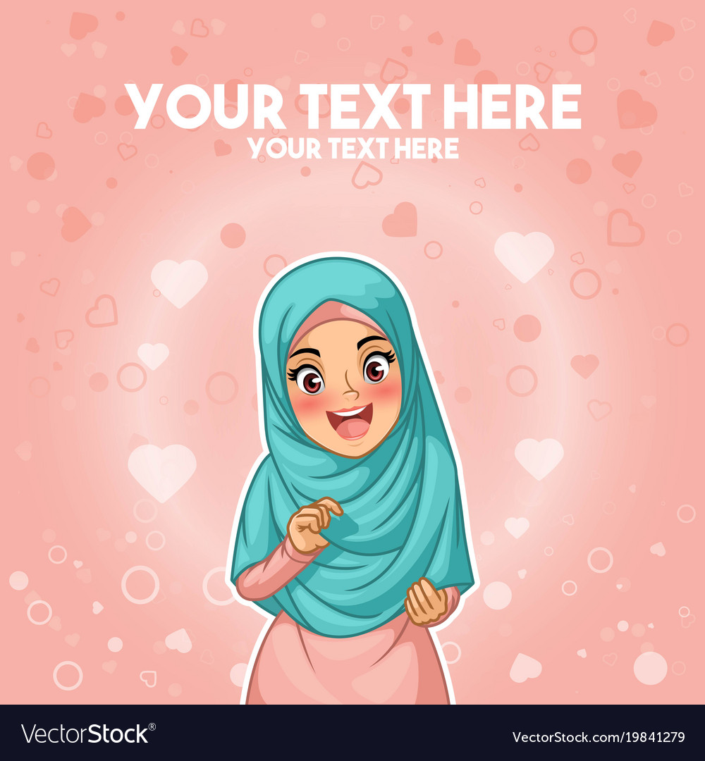 Muslim woman happy holding her hijab Royalty Free Vector