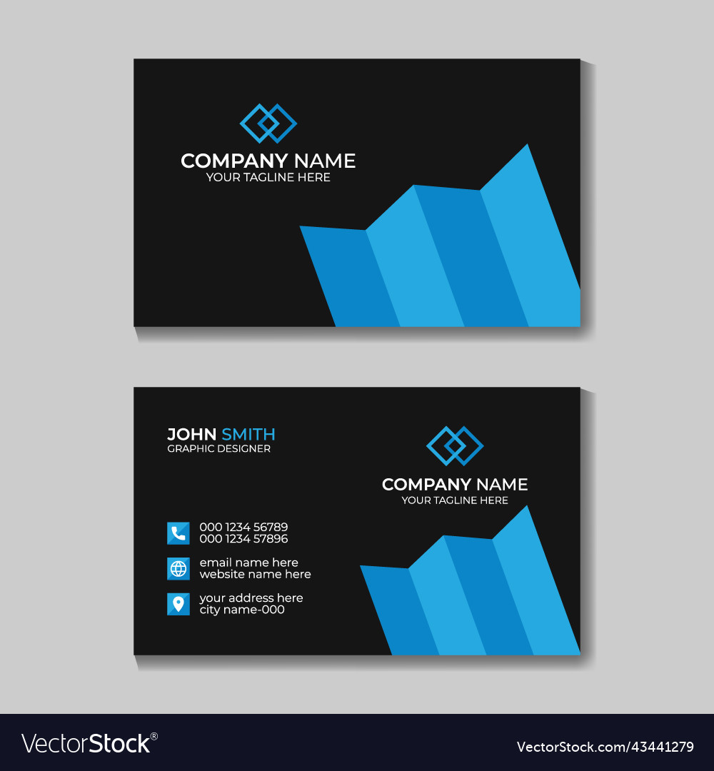 Professional business card with black and blue Vector Image