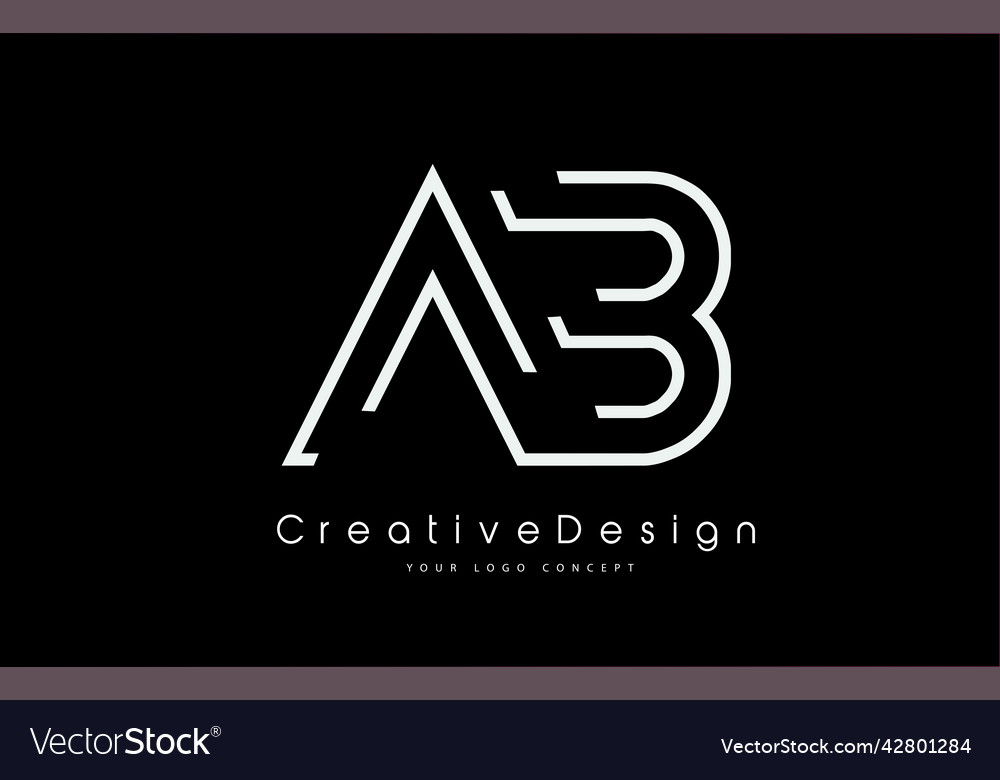 Ab letter logo design in white Royalty Free Vector Image