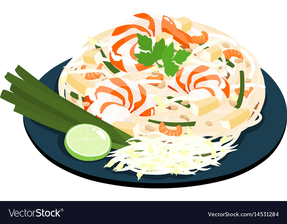 Fried noodles popular thai food Royalty Free Vector Image